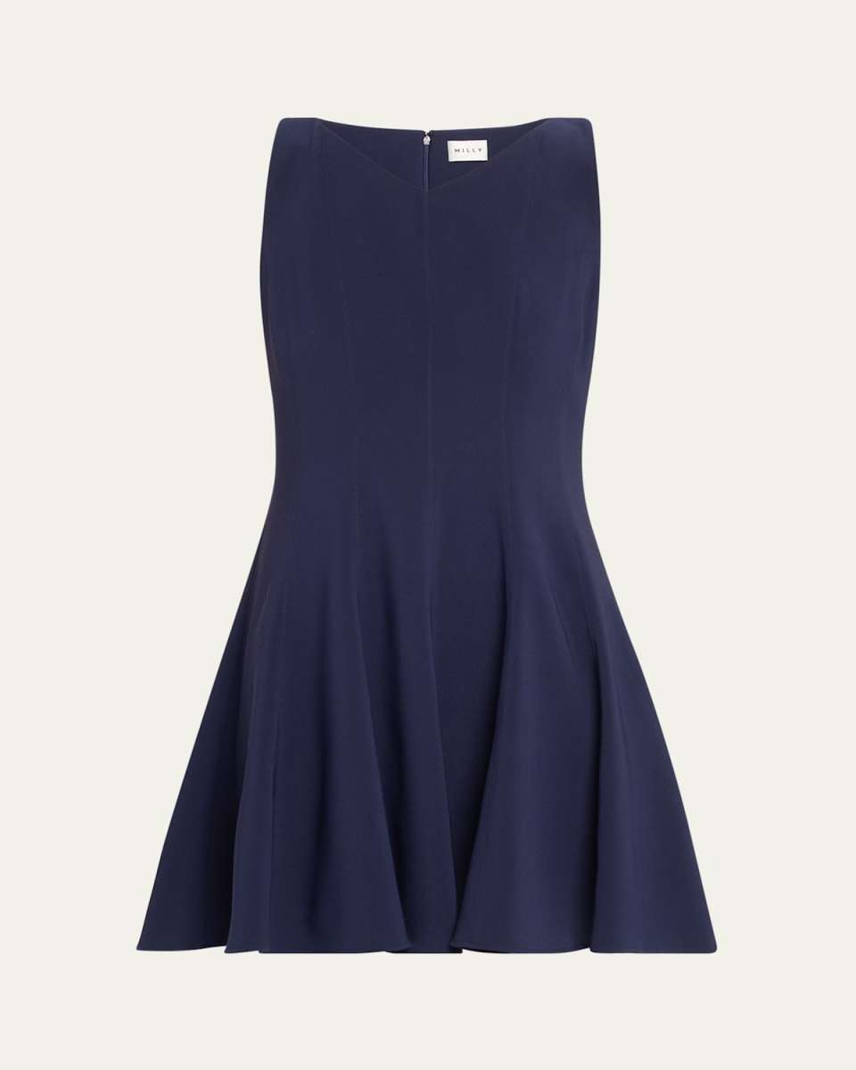 Sleeveless Stretch Cady Fit-&-Flare Mini Dress